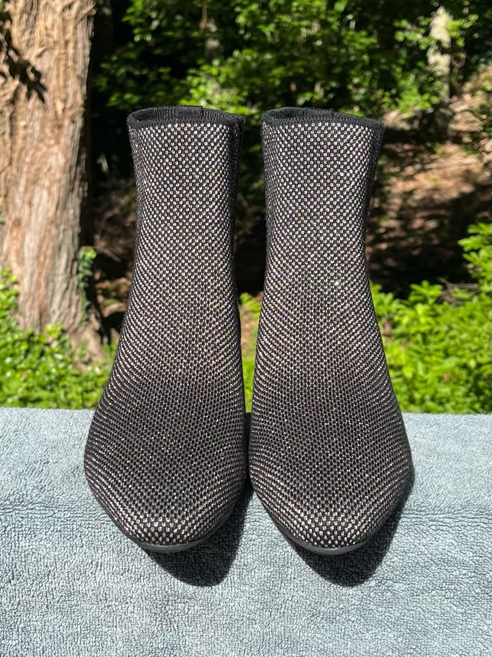 Rothy’s The Classic black and silver ankle boots, never worn